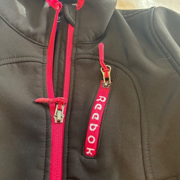 REEBOK Girls Black with Fuchsia Pink Ski Snow Jacket Hooded Zip Size 4T - Picture 3 of 8